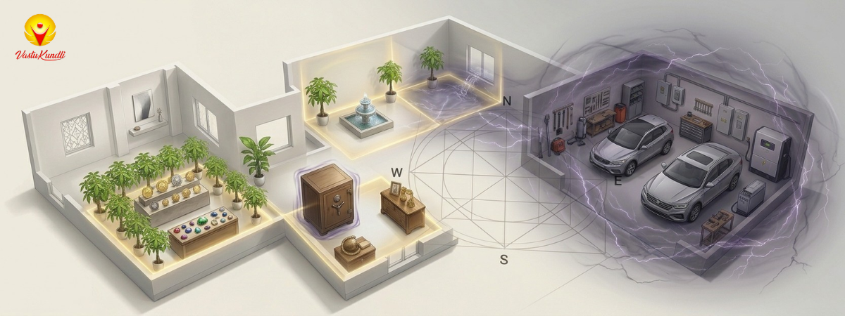Electromagnetic Energy from Garage Affecting Wealth Zones